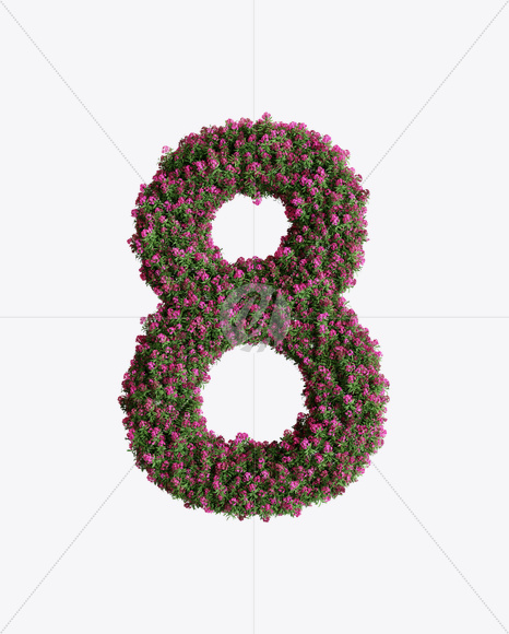 8 from Oleander flower alphabet on Yellow Images Creative Fonts - S74553