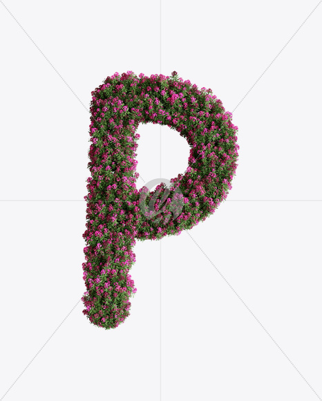 Letter P from Oleander flower alphabet on Yellow Images Creative Fonts - S74534