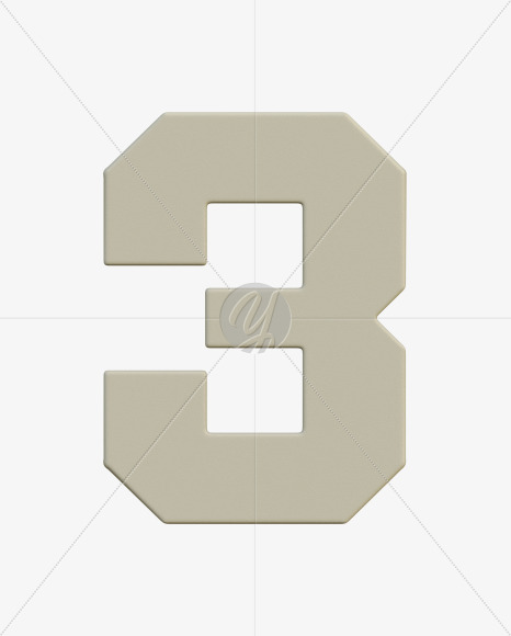 3 from Gboy 3d Alphabet - View 1 on Yellow Images Creative Fonts - S75738