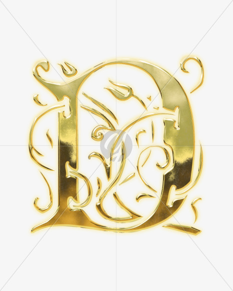 Letter D from Golden Gothic Alphabet on Yellow Images Creative Fonts - S75108