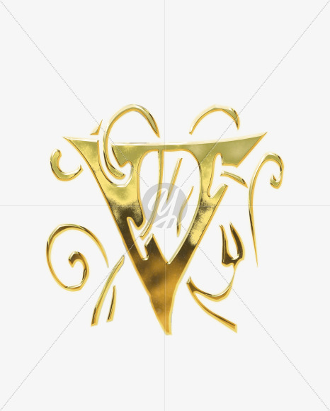 Letter V from Golden Gothic Alphabet on Yellow Images Creative Fonts - S75126