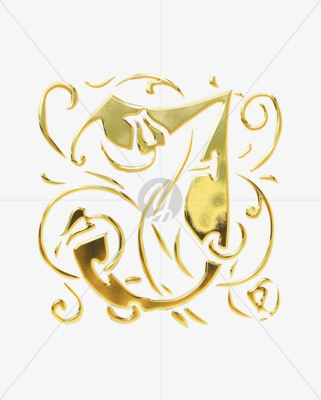 Letter J from Golden Gothic Alphabet on Yellow Images Creative Fonts - S75114