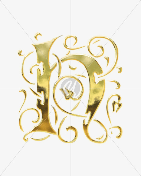 Letter H from Golden Gothic Alphabet on Yellow Images Creative Fonts - S75112