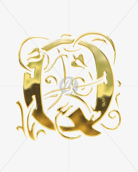 Letter Q from Golden Gothic Alphabet on Yellow Images Creative Fonts - S75121