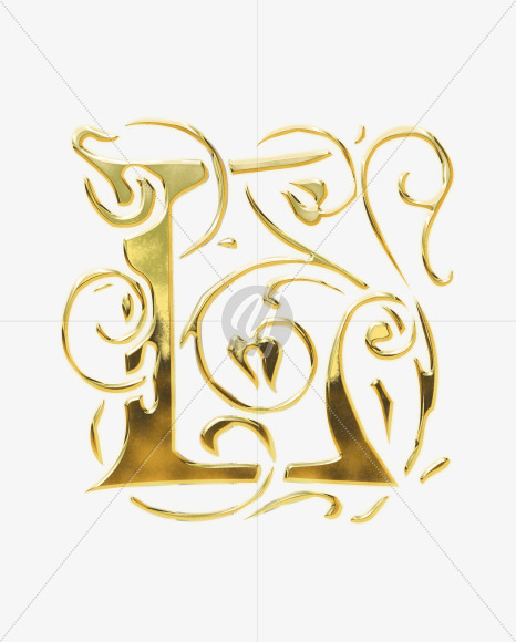 Letter L from Golden Gothic Alphabet on Yellow Images Creative Fonts - S75116