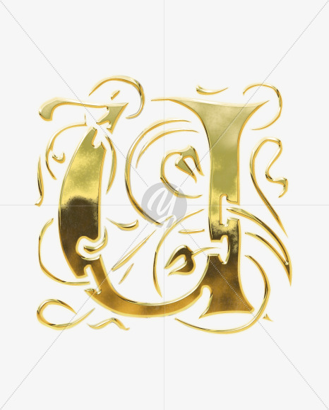 Letter U from Golden Gothic Alphabet on Yellow Images Creative Fonts - S75125