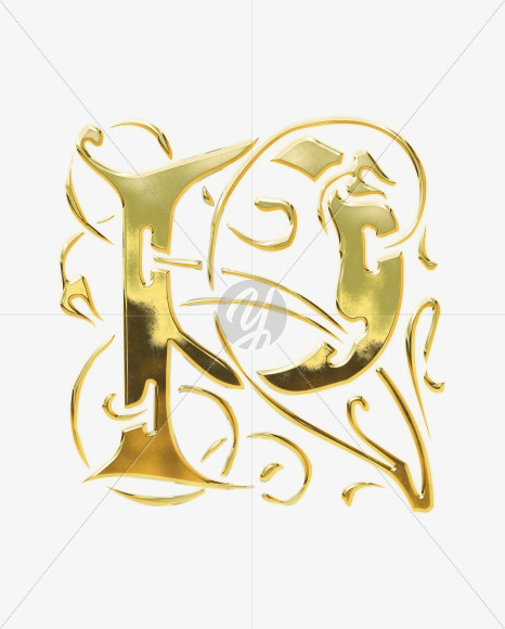 Letter P from Golden Gothic Alphabet on Yellow Images Creative Fonts - S75120