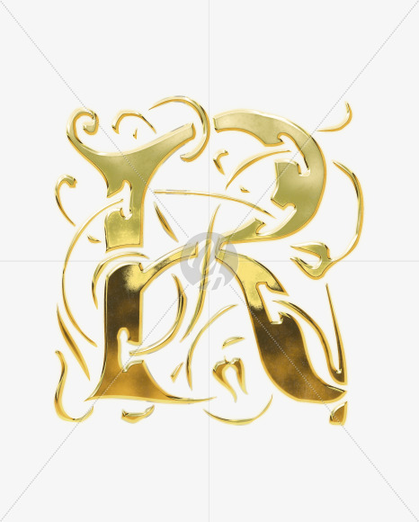 Letter R from Golden Gothic Alphabet on Yellow Images Creative Fonts - S75122