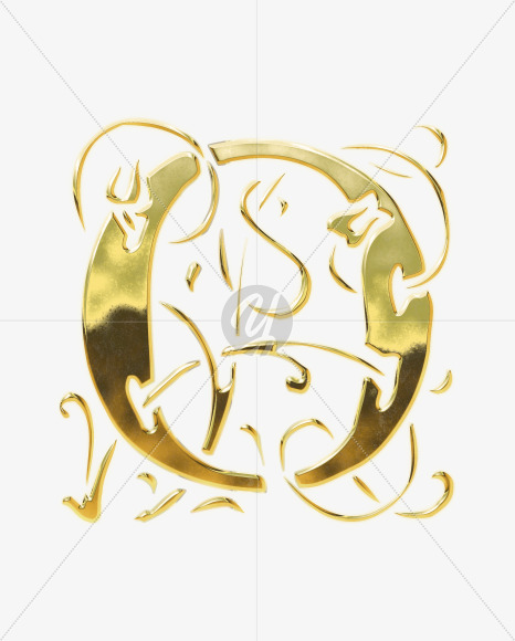 Letter O from Golden Gothic Alphabet on Yellow Images Creative Fonts - S75119