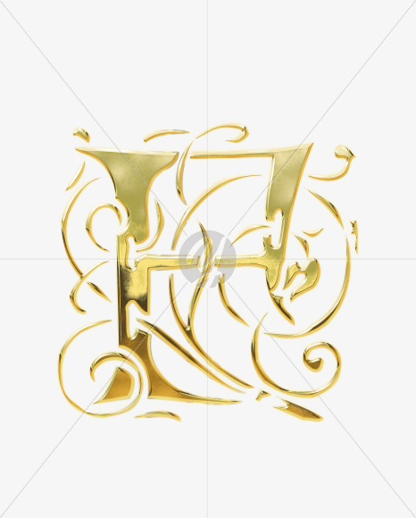 Letter F from Golden Gothic Alphabet on Yellow Images Creative Fonts - S75110