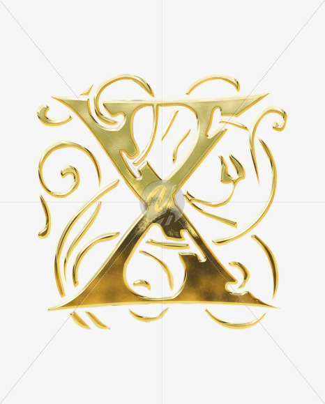 Letter X from Golden Gothic Alphabet on Yellow Images Creative Fonts - S75128