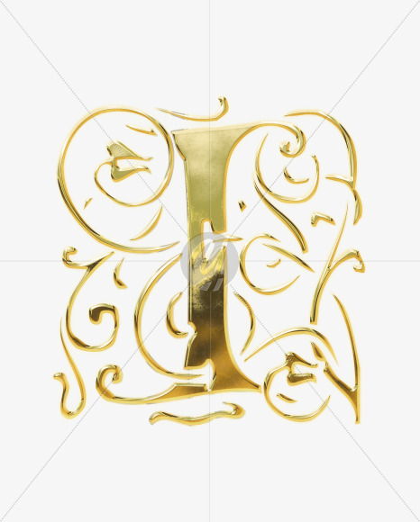 Letter I from Golden Gothic Alphabet on Yellow Images Creative Fonts - S75113