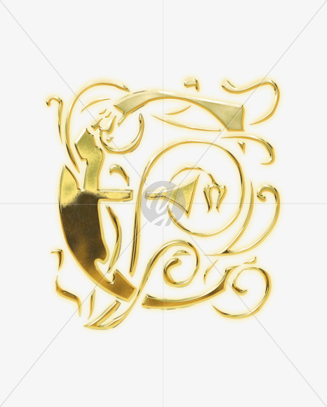 Letter E from Golden Gothic Alphabet on Yellow Images Creative Fonts - S75109