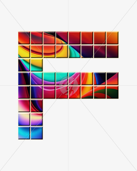 Letter F from Abstract Mosaic Aphabet on Yellow Images Creative Fonts - S75137