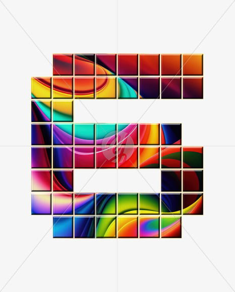 6 from Abstract Mosaic Aphabet on Yellow Images Creative Fonts - S75164