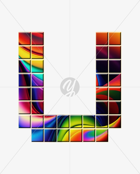 Letter U from Abstract Mosaic Aphabet on Yellow Images Creative Fonts - S75152