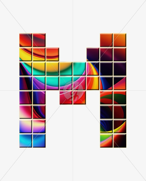 Letter M from Abstract Mosaic Aphabet on Yellow Images Creative Fonts - S75144