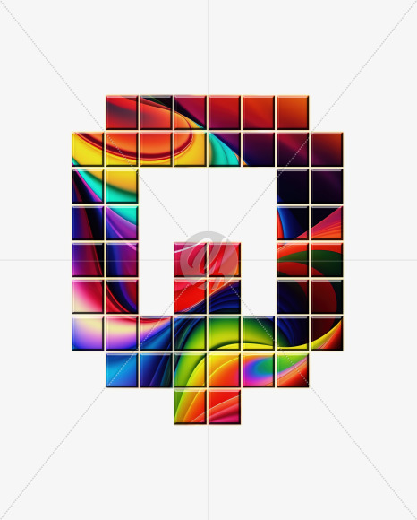 Letter Q from Abstract Mosaic Aphabet on Yellow Images Creative Fonts - S75148