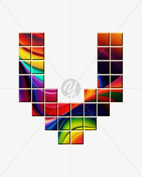 Letter V from Abstract Mosaic Aphabet on Yellow Images Creative Fonts - S75153