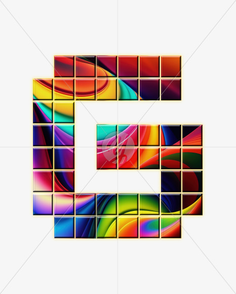 Letter G from Abstract Mosaic Aphabet on Yellow Images Creative Fonts - S75138