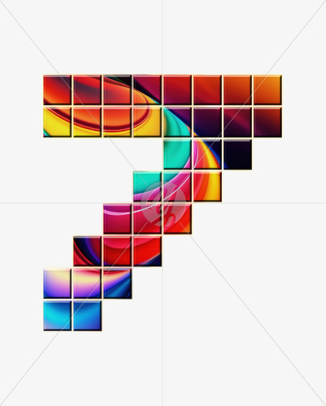 7 from Abstract Mosaic Aphabet on Yellow Images Creative Fonts - S75165