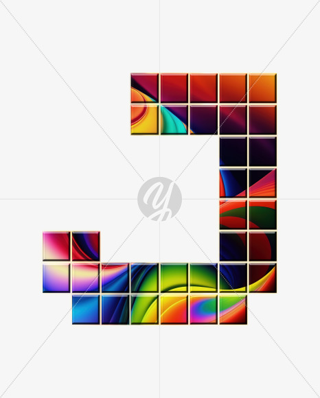 Letter J from Abstract Mosaic Aphabet on Yellow Images Creative Fonts - S75141