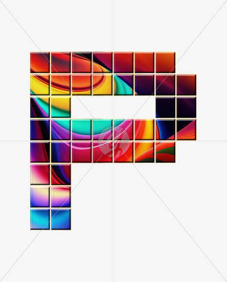 Letter P from Abstract Mosaic Aphabet on Yellow Images Creative Fonts - S75147