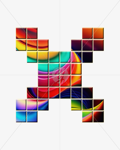 Letter X from Abstract Mosaic Aphabet on Yellow Images Creative Fonts - S75155