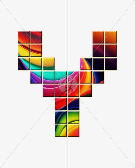 Letter Y from Abstract Mosaic Aphabet on Yellow Images Creative Fonts - S75156