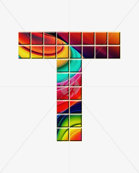 Letter T from Abstract Mosaic Aphabet on Yellow Images Creative Fonts - S75151