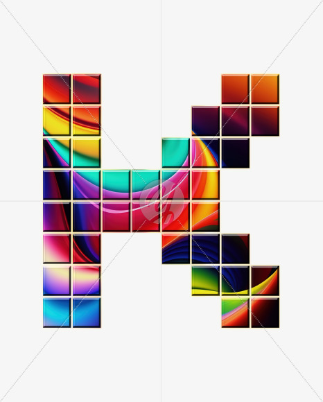 Letter K from Abstract Mosaic Aphabet on Yellow Images Creative Fonts - S75142