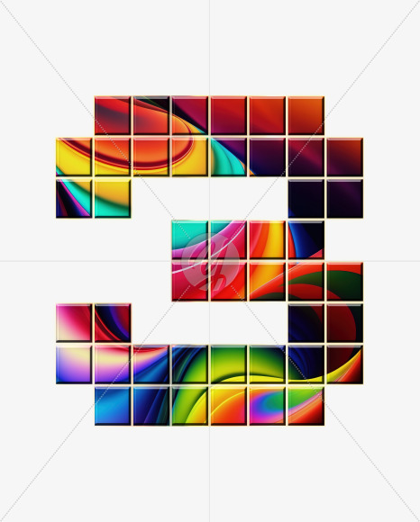 3 from Abstract Mosaic Aphabet on Yellow Images Creative Fonts - S75161