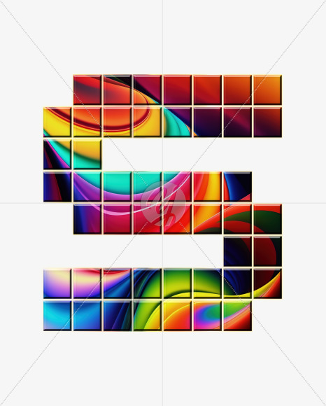 Letter S from Abstract Mosaic Aphabet on Yellow Images Creative Fonts - S75150