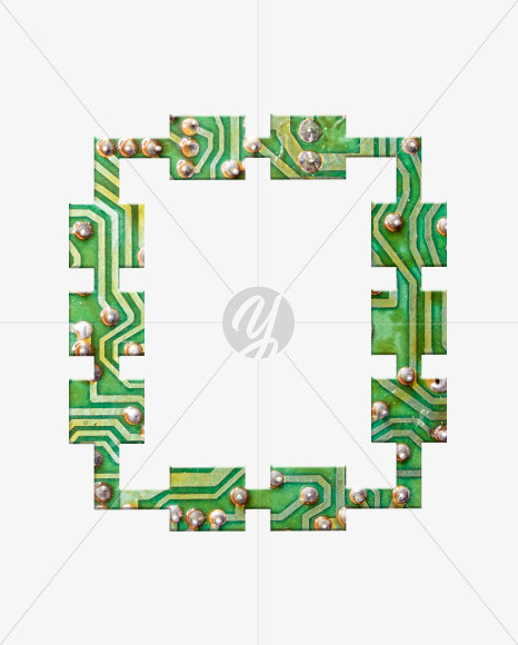 Letter O from Printed Circuit Board Alphabet on Yellow Images Creative Fonts - S75261