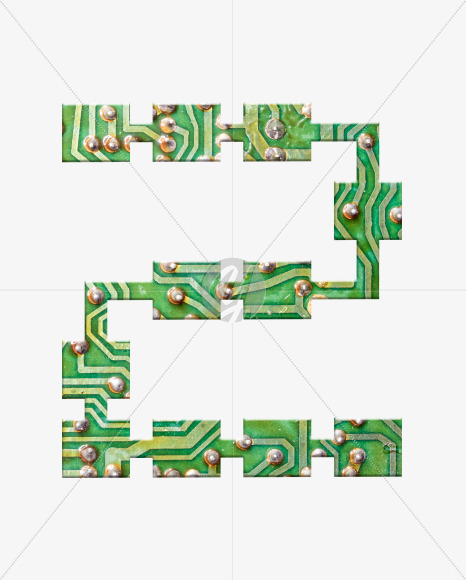 2 from Printed Circuit Board Alphabet on Yellow Images Creative Fonts - S75275