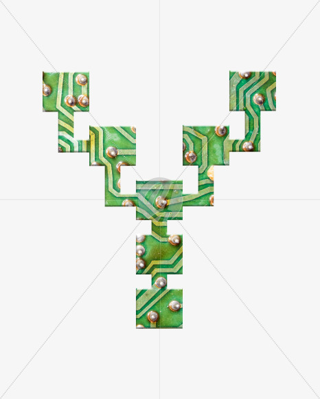 Letter Y from Printed Circuit Board Alphabet on Yellow Images Creative Fonts - S75271