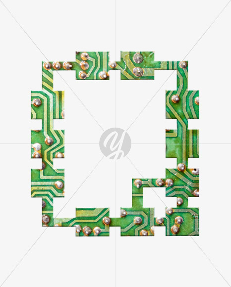 Letter Q from Printed Circuit Board Alphabet on Yellow Images Creative Fonts - S75263