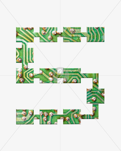 5 from Printed Circuit Board Alphabet on Yellow Images Creative Fonts - S75278