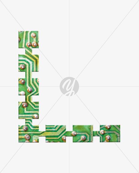 Letter L from Printed Circuit Board Alphabet on Yellow Images Creative Fonts - S75258