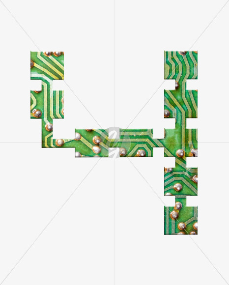 4 from Printed Circuit Board Alphabet on Yellow Images Creative Fonts - S75277