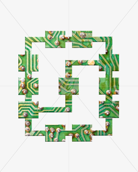 0 from Printed Circuit Board Alphabet on Yellow Images Creative Fonts - S75273