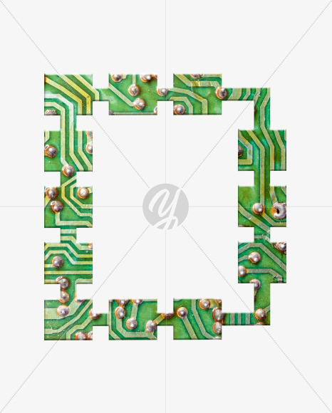 Letter D from Printed Circuit Board Alphabet on Yellow Images Creative Fonts - S75250