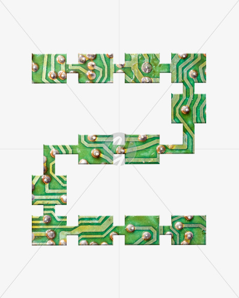 Letter Z from Printed Circuit Board Alphabet on Yellow Images Creative Fonts - S75272