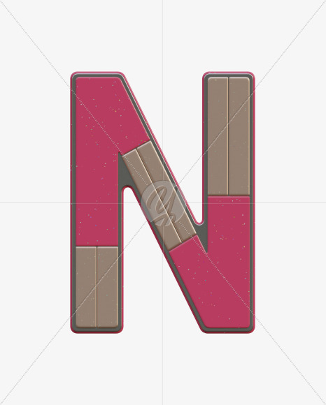 Letter N from Abstract Plastic Sign 3D Alphabet - View 1 on Yellow Images Creative Fonts - S75597