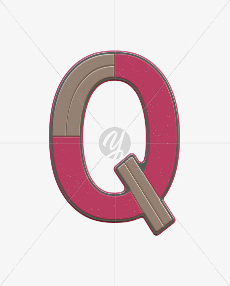 Letter Q from Abstract Plastic Sign 3D Alphabet - View 1 on Yellow Images Creative Fonts - S75600