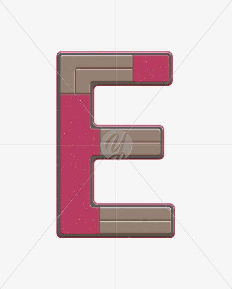 Letter E from Abstract Plastic Sign 3D Alphabet - View 1 on Yellow Images Creative Fonts - S75588