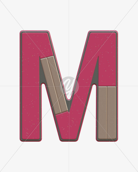 Letter M from Abstract Plastic Sign 3D Alphabet - View 1 on Yellow Images Creative Fonts - S75596