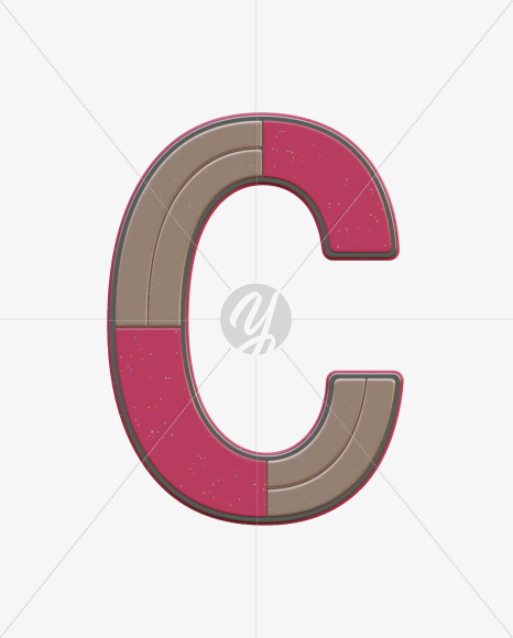 Letter C from Abstract Plastic Sign 3D Alphabet - View 1 on Yellow Images Creative Fonts - S75586