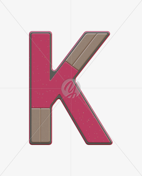 Letter K from Abstract Plastic Sign 3D Alphabet - View 1 on Yellow Images Creative Fonts - S75594