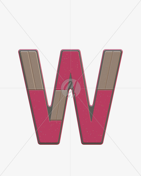 Letter W from Abstract Plastic Sign 3D Alphabet - View 1 on Yellow Images Creative Fonts - S75606